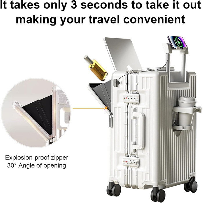 Чемодан ручної поклажі для весни/літа, дозволений для авіаперевезень, з TSA-замком, 360° колесами, PC-корпусом та міцним алюмінієвим каркасом, підходить для розмірів 20'', 24'' та 26''