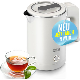 Електричний чайник для подорожей LEBENLANG з нержавіючої сталі, 500 мл, без BPA, 600W, білий, для кемпінгу та подорожей