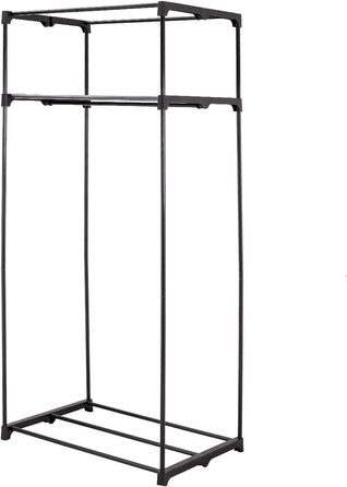 COSTWAY Wardrobe Fabric, Fabric Closet with Clothes Rod & Shelf, Fabric Clothes Closet, Folding Closet, Textile Closet for Living Room, Bedroom, Basement, 74 x 50 x 172 cm (Black)