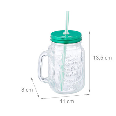 Relaxdays Set of 8 Drinking Glasses with Lid, Green