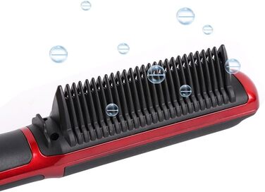 Випрямляч для волосся Pro-Ion: щітка для випрямлення волосся, анти-опік, стилінг (червоний)