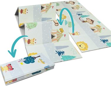 Paco Home Play Mat, Crawling Mat, Baby/Children's Mat, Foldable, Reversible, Animal Motif, Size: 150x200 cm, Color: Multicolor 150x200 cm Multicolor