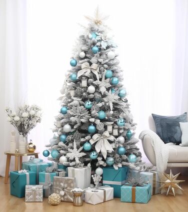 36 блакитних новорічних кулі для прикраси ялинки, 6 см, новорічний декор