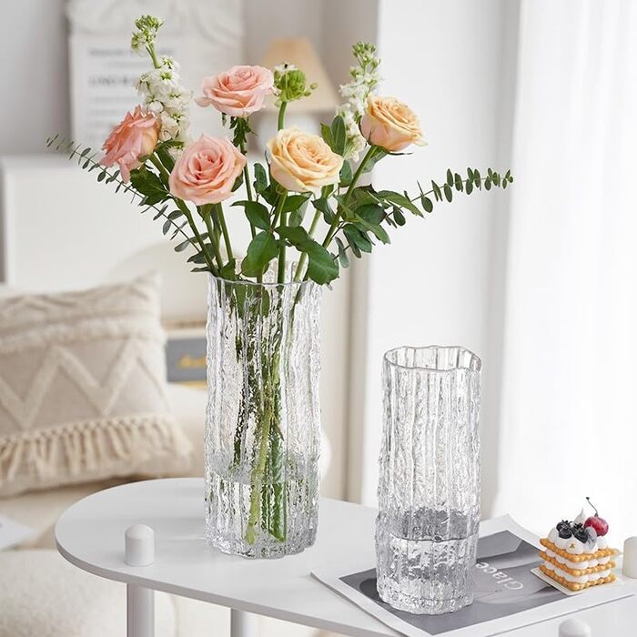 Скляна ваза QEEYON: сучасний циліндричний дизайн, ручної роботи, 30х10 см, для дому, офісу, весілля, подарунок