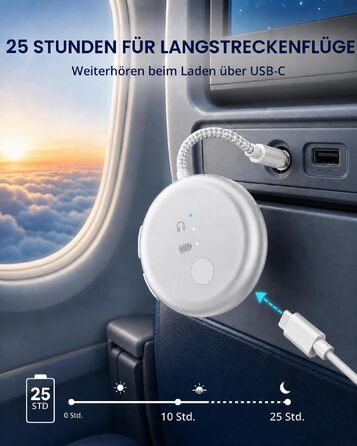 Bluetooth-адаптер для літака Avantree SoundJet R1 для AirPods та бездротових навушників, сріблястий, 25 год роботи