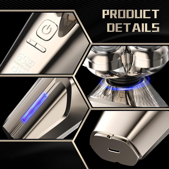 Електричний гоління для лисої голови 5-в-1: гоління, триммінг, догляд за обличчям. Водонепроникний, акумуляторний.