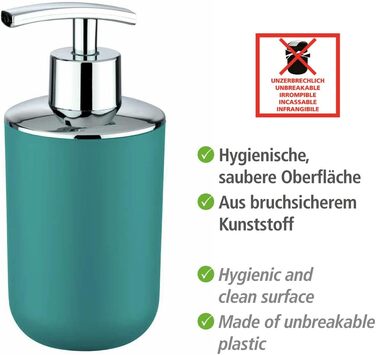 Дозатор мила WENKO Brasil, 0.32 л, пластик (TPE), 7.3 x 16.5 x 9 см, Petrol