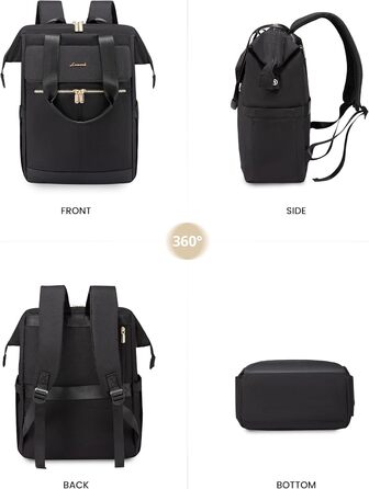 LOVEVOOK Рюкзак для підлітка, жіночий рюкзак з відділенням для ноутбука 15.6 дюймів, шкільний рюкзак, сумка для навчання, ділова сумка, рюкзак для міста, чорний