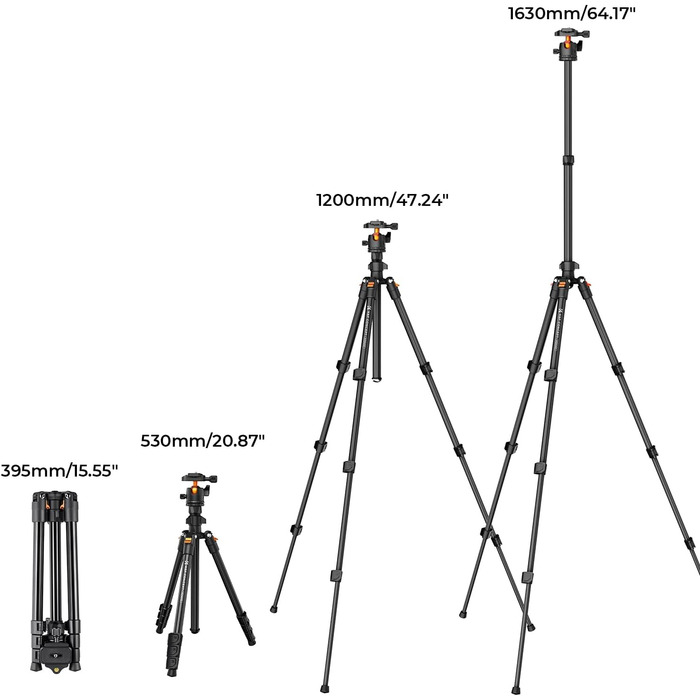 Штатив K&F Concept 200CM (78 дюймів) для камери: трипод з кульковою головкою 360°, моноподом, 1/4'' гніздом, для DSLR-камер (163CM, 10KG, алюміній)