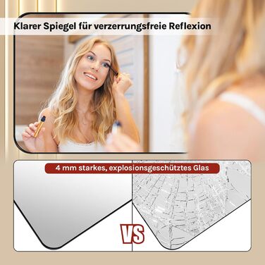 Дзеркало настінне WOLTU з металевим каркасом, закругленими кутами, 40x30 см, для ванної кімнати, спальні, вітальні, сучасної стилі