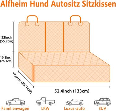 Alfheim Car Seat Cover for Dogs - Waterproof & Scratch-Resistant Back Seat Protector, Non-Slip, Durable, Washable, Universal Fit for Most Cars - Black