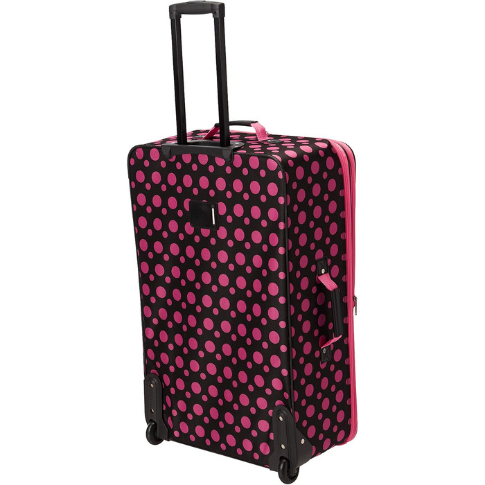 Набір валіз Rockland Softside, 4 шт. (14/20/24/28), стильний дизайн, чорно-рожевий принт