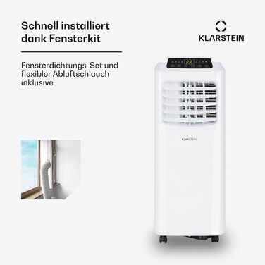 Klarstein Mobile Klimaanlage: 3-в-1 кондиціонер, вентилятор та осушувач повітря. Компактний, портативний, для дому та офісу. Білий, 9000 BTU