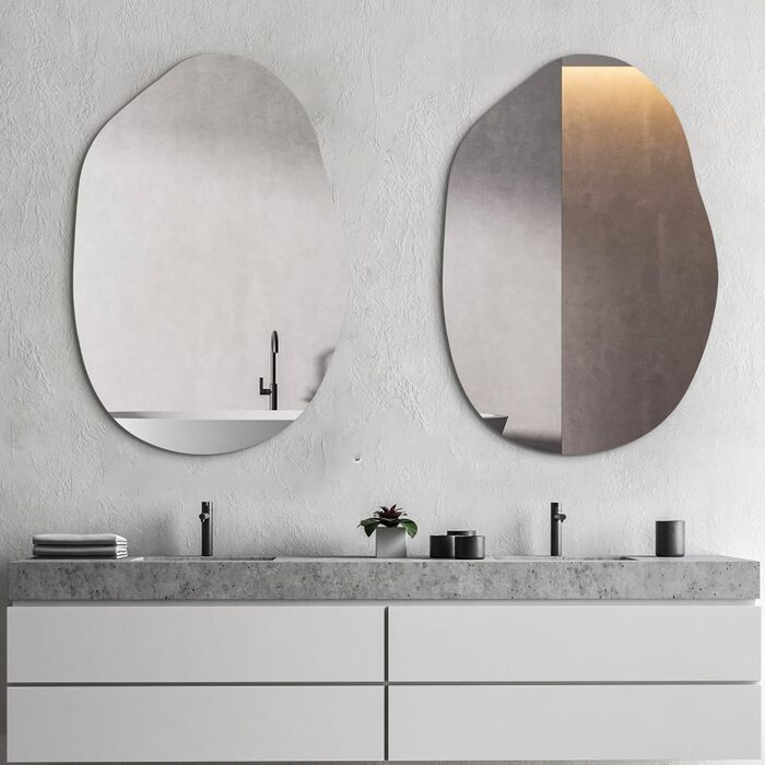 Дзеркало настінне прямокутне чорне 40x60 см з заокругленими кутами, нержавіюча сталь, для ванної кімнати та вітальні