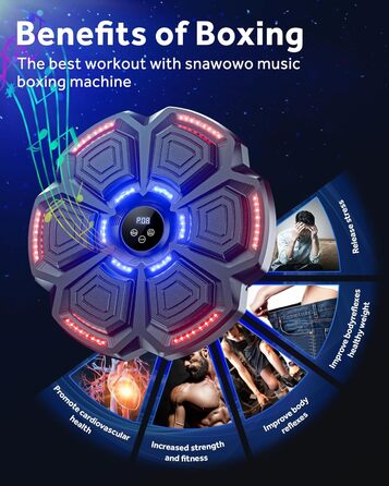 Music Boxing Machine for Adults & Kids - LED Light Electronic Punching Bag with Bluetooth Speaker & 9 Speed Modes