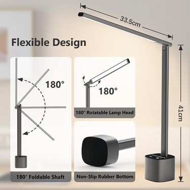 LED лампа настільна Hapfish з регулюванням яскравості, акумуляторна, з сенсорним керуванням, 5000mAh, для офісу, вулиці, приліжкові лампи (сіра)