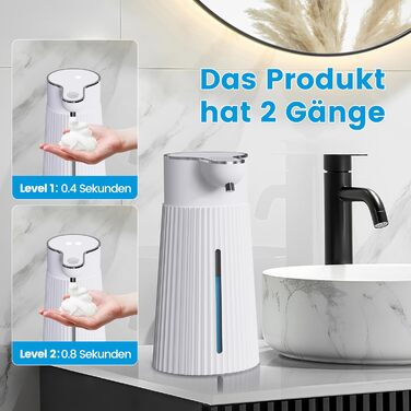 Електричний дозатор мила 400 мл з сенсором, автоматичний, настінний, 2 режими, USB, IPX6, білий