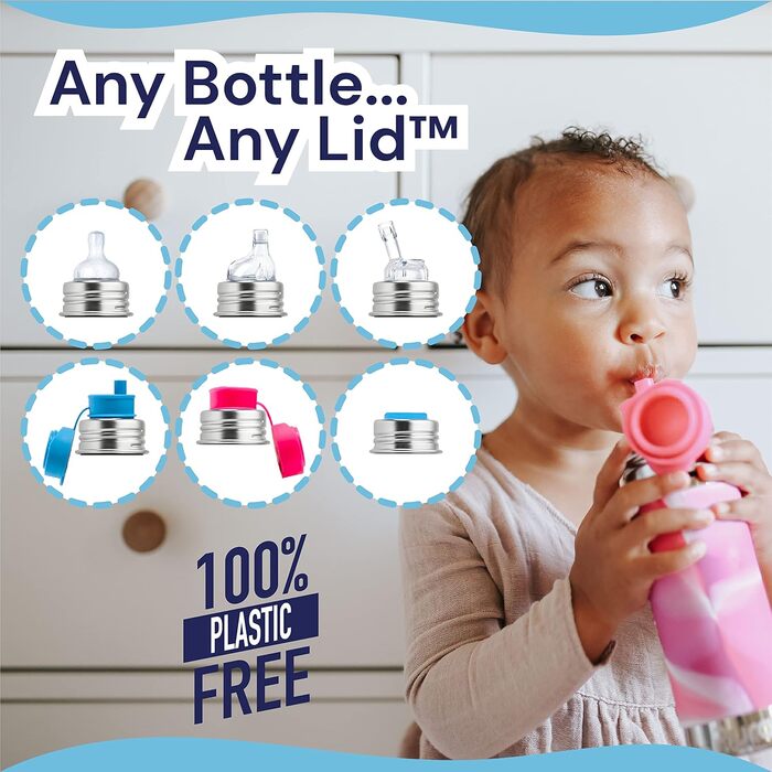 Pura Sport vacuum-insulated 650 ml stainless steel water bottle with silicone sport flip-top lid and sleeve (plastic-free, non-toxic certified, BPA-free) (Pink Swirl)