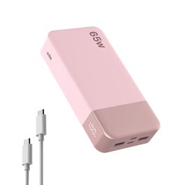 Power Bank Nobis 20000mAh 65W з цифровим дисплеєм, рожевий - портативний зарядний пристрій для ноутбука, телефону, планшета