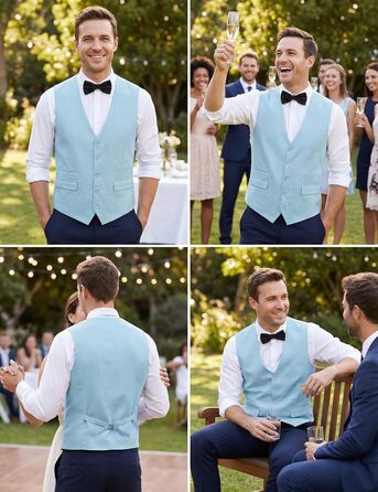 Костюм чоловічий Coofandy, приталений, для весілля (блакитний, XL)