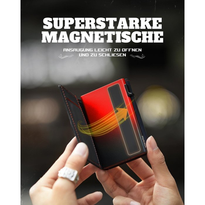 Портмоне Dodenša MagSnap для чоловіків з RFID захистом, відділенням для AirTag, картхолдером та відділенням для монет (Чорний/Червоний)