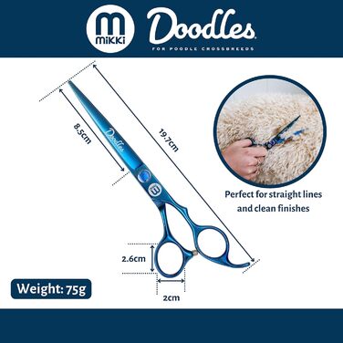 Ножиці для грумінгу собак Mikki Doodle: професійні ножиці для стрижки та формування шерсті, 19 см