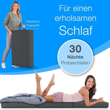 Складний матрац ELONEO maxVitalis 140x200 см з чохлом, 8 см, ортопедичний, для гостей, подорожей, складаний гостьовий матрац, знімний і праний чохол