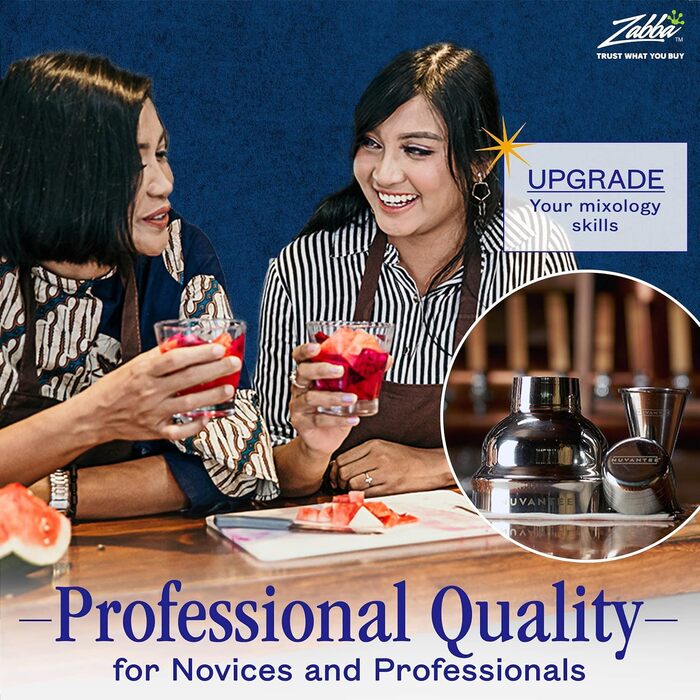 Набір для приготування коктейлів Nuvantee - Преміум барменський набір 0.7л з мірним стаканчиком та рецептами - шейкер, міксер, стейнер