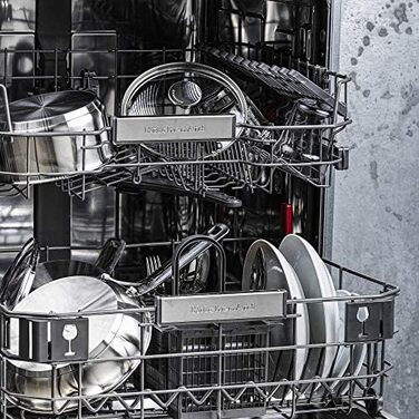 Сковорода KitchenAid з нержавіючої сталі 20 см і 28 см, 3-шарове антипригарне покриття, індукційна, для духовки, для посудомийки, з термостійкою ручкою, срібляста