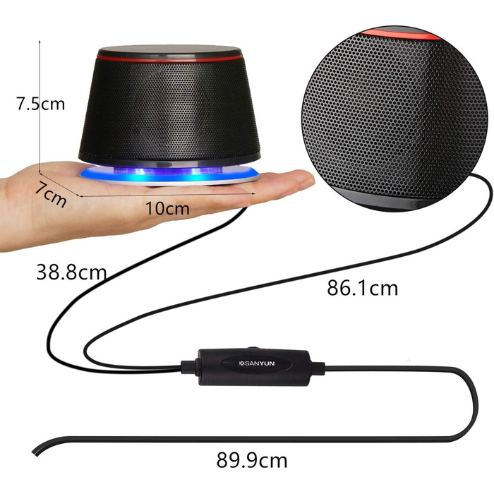 Динаміки Sanyun SW102 для ПК: стерео 2.0, глибокий бас, USB/3.5mm, білий/чорний