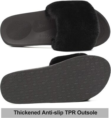 Тапочки халатні жіночі COFACE з хутром, теплі домашні сліпони, чорні, 39 EU