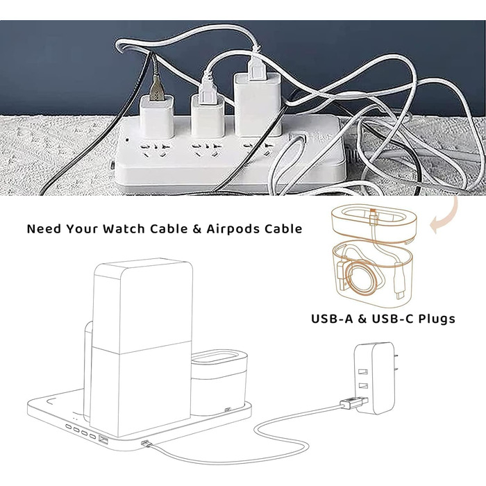 Бездротовий зарядний пристрій COLSUR 3 в 1: зарядка, нічник, будильник. Підтримка iPhone 16/15/14/13/12/11/X/8 Pro Max/Mini/Plus (Сірий)