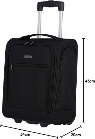 Чемодан ручної поклажі Travelite, 43 см, 28 л, з сумкою для ліквідів, 2 колеса, чорний