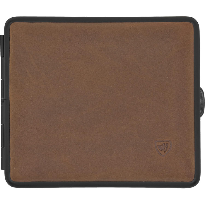 V.H. 1912 VOM HOFE MANUFACTORY Cigarette Case Genuine Leather, Handmade in Germany, Dark Brown, 85mm - Case, Cigarette Box