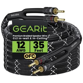 Акустичний кабель GEARit 12 AWG 10.7 м з банановими штекерами, OFC CL2 позолочені, плетений для Hi-Fi, домашнього кінотеатру, підсилювачів