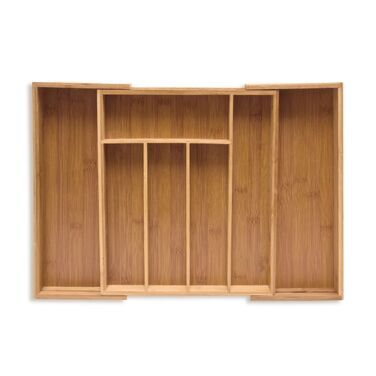 Relaxdays Bamboo Cutlery Box, Extendable