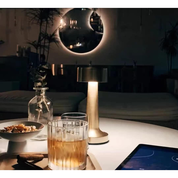 Світлодіодна настільна лампа бездротова з акумулятором, димується, нічна лампа, лампа на стіл для вітальні, спальні, 3 кольори світла, срібляста