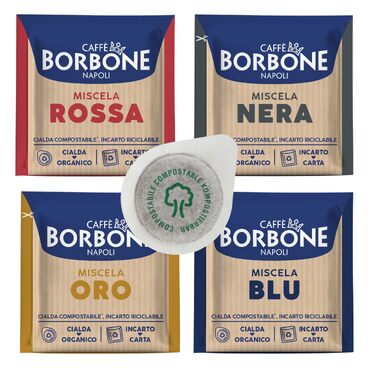 Кава в пружних подушках (pads) Caffé Borbone 4 x 50 шт, 44 мм: асорті (чорна, синя, червона, золота)