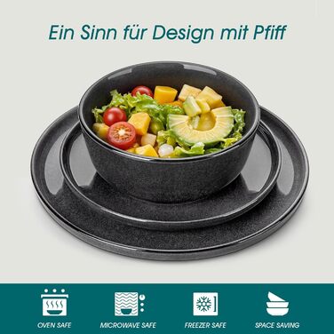 Набір посуду Steingut vancasso ANYA, 18 предметів, сірий (6 персон)