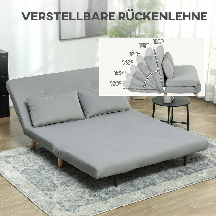 HOMCOM Sleeper Chair, Folding Bed with Bed Function, Lumbar Pillow, Folding Recliner with Velvet Look, Adjustable Backrest, Holds up to 250 kg, for Living Room Grey | Aosom