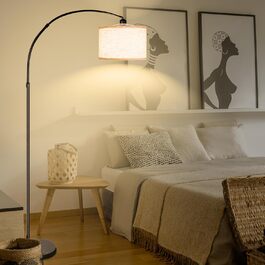 Сучасна торшер LED CCLIFFE з регулюванням висоти, тканинний абажур, поворотна, E27, для спальні, вітальні, готелю, коридору, 165-175 см, бежевий