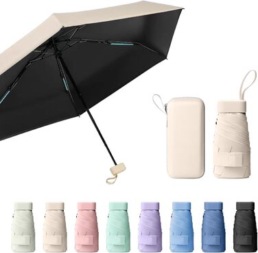 Компактний дощовий парасолька, захист від УФ-променів, вітростійкий, з капсульною ручкою, портативний, для чоловіків та жінок, бежевий