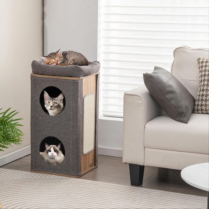 Котячий будиночок SOARS з когтеточкою, 3 яруси, 2 будиночки та ліжко, когтеточний комплекс для котів
