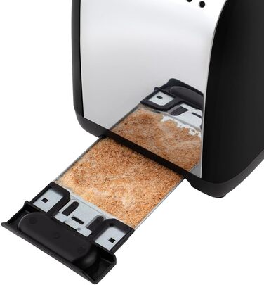 Тостер Russell Hobbs Colours Plus на 2 тости, нержавіюча сталь, чорний, з широкими відділеннями, підставкою для булочок, 6 режимів підсмажування, функцією розморожування, Lift & Look, 1600 Вт (26550-56)