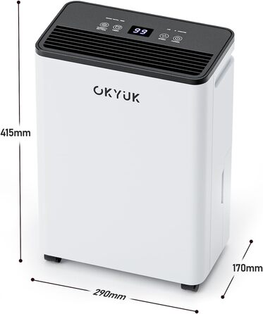Електричний осушувач повітря OKYUK 12L з цифровим дисплеєм, для дому 40м², з автовимкненням, для RV, ванної кімнати, підвалу (білий)