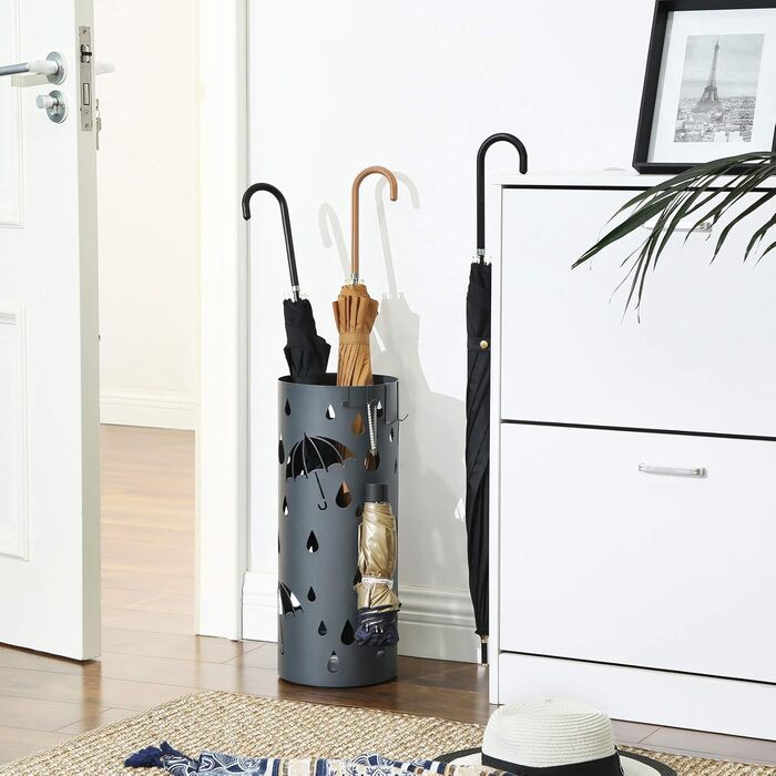 SONGMICS Umbrella Stand - White & Anthracite - 49 x 19.5 cm