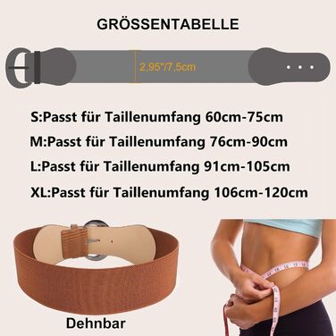 Жіночий широкий еластичний ремінь JasGood 2 шт. для суконь та джинсів. Колір: чорний/коричневий. Розмір M (76-90 см)