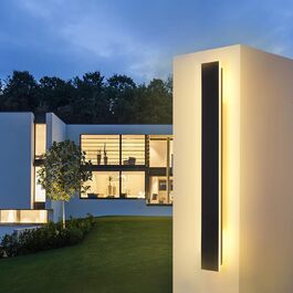 LED Wall Light Outdoor/Indoor Long Wall Lamp Anthracite, IP67 Waterproof Outdoor Wall Lights Aluminum Alloy Black Outdoor Light Terrace Wall Light For Gardens, Villa, Warm Light, (80*5cm, 19w)