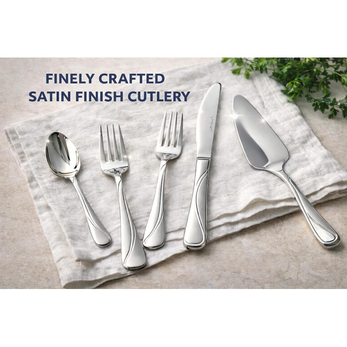 Набір столових приборів SATIN 72 предмети з нержавіючої сталі на 12 осіб (виделки, ложки, ножі) у кейсі