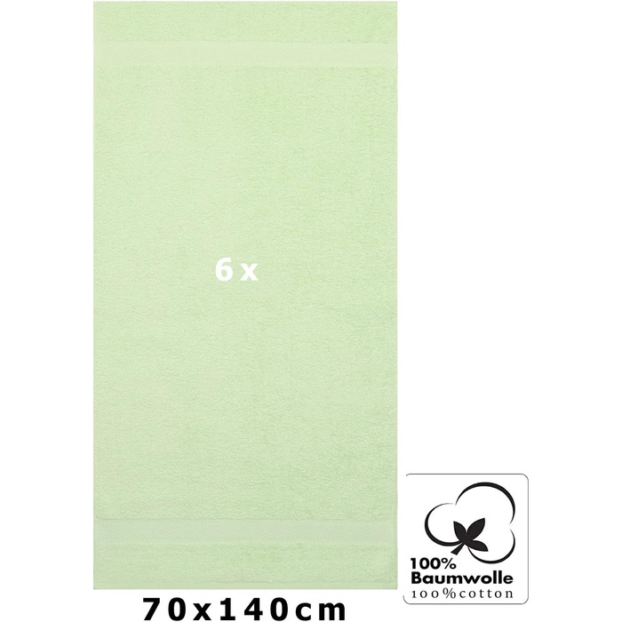 Betz 6-Piece Bath Towel Set - Shower Towel, Palermo Size 70x140 cm, 100% Cotton, Green
